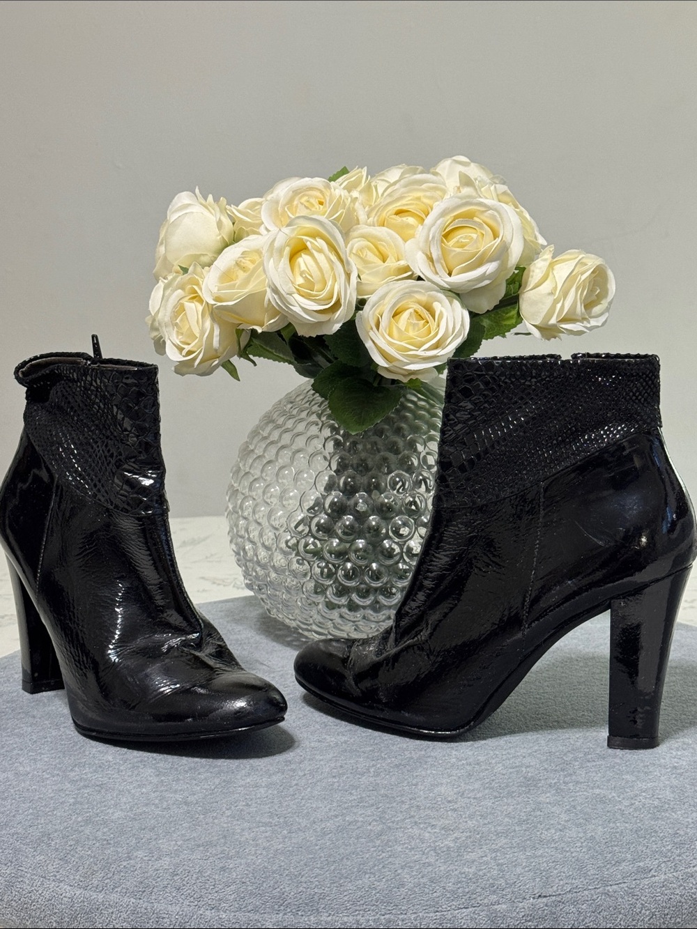 Like New - BoGaro Black Patent Ankle Boots